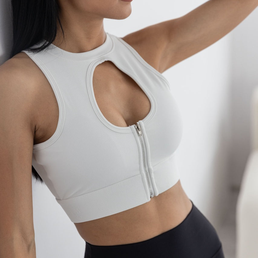 RibbedLuxe|前開拉鍊開洞設計|挖肩 Bra Top